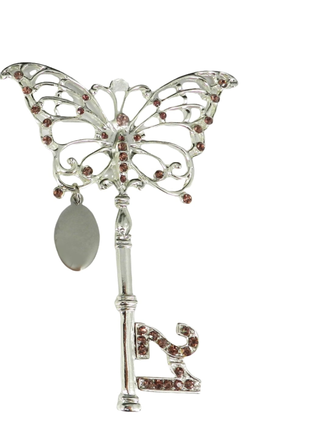 21st key Butterfly Keepsake with Lilac Crystal Stones & Engraving plate