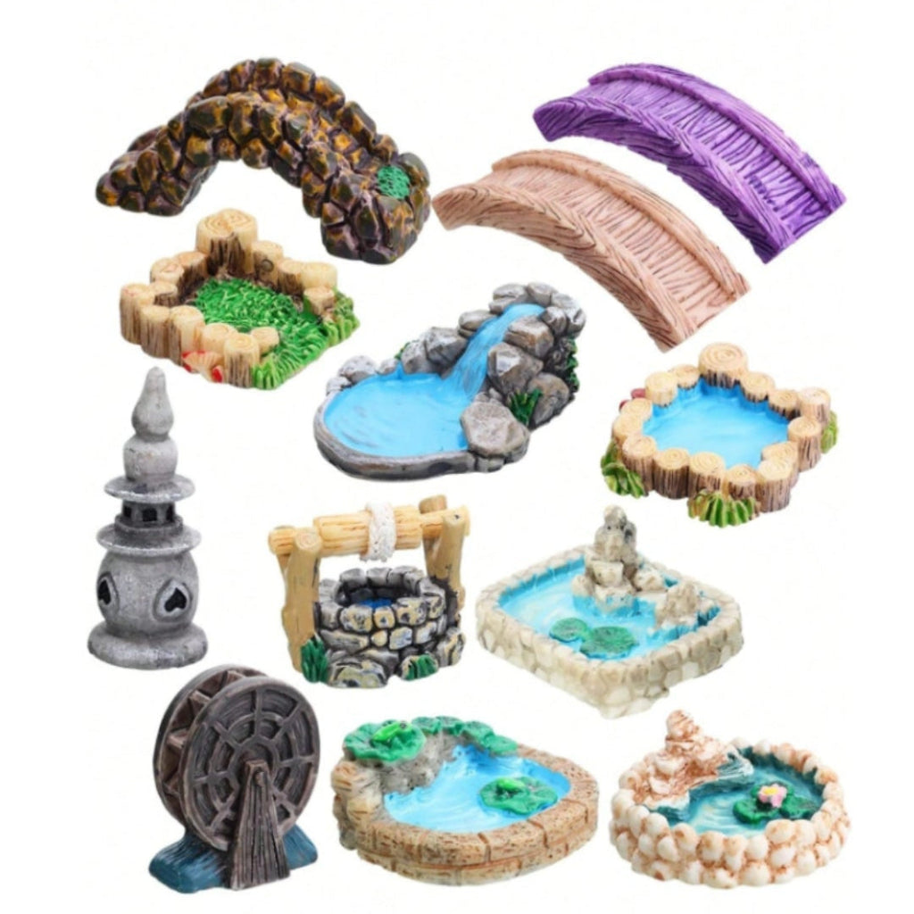 12 Piece Resin Fairy Garden Accessory Kit
