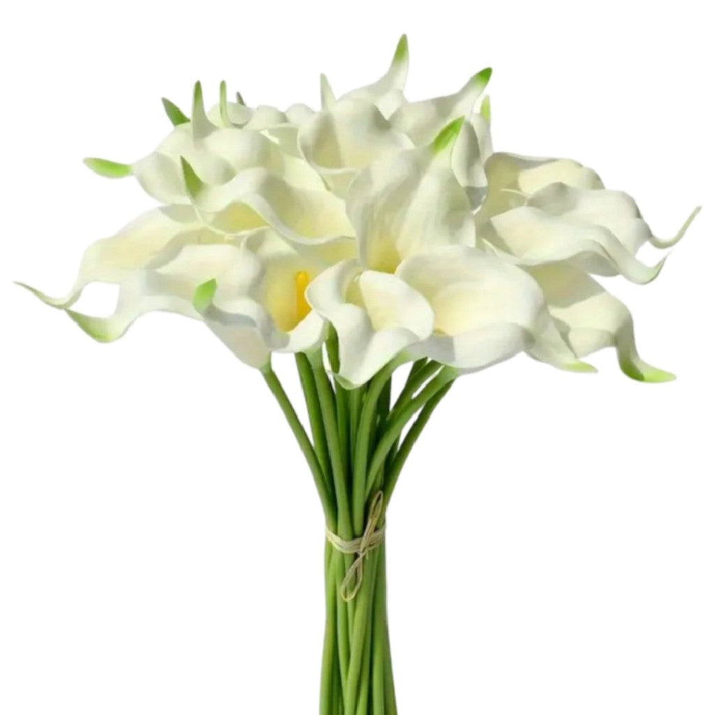 10 White Calla Lilies Faux Artificial Lily Flower Bouquet Plant Home Decor