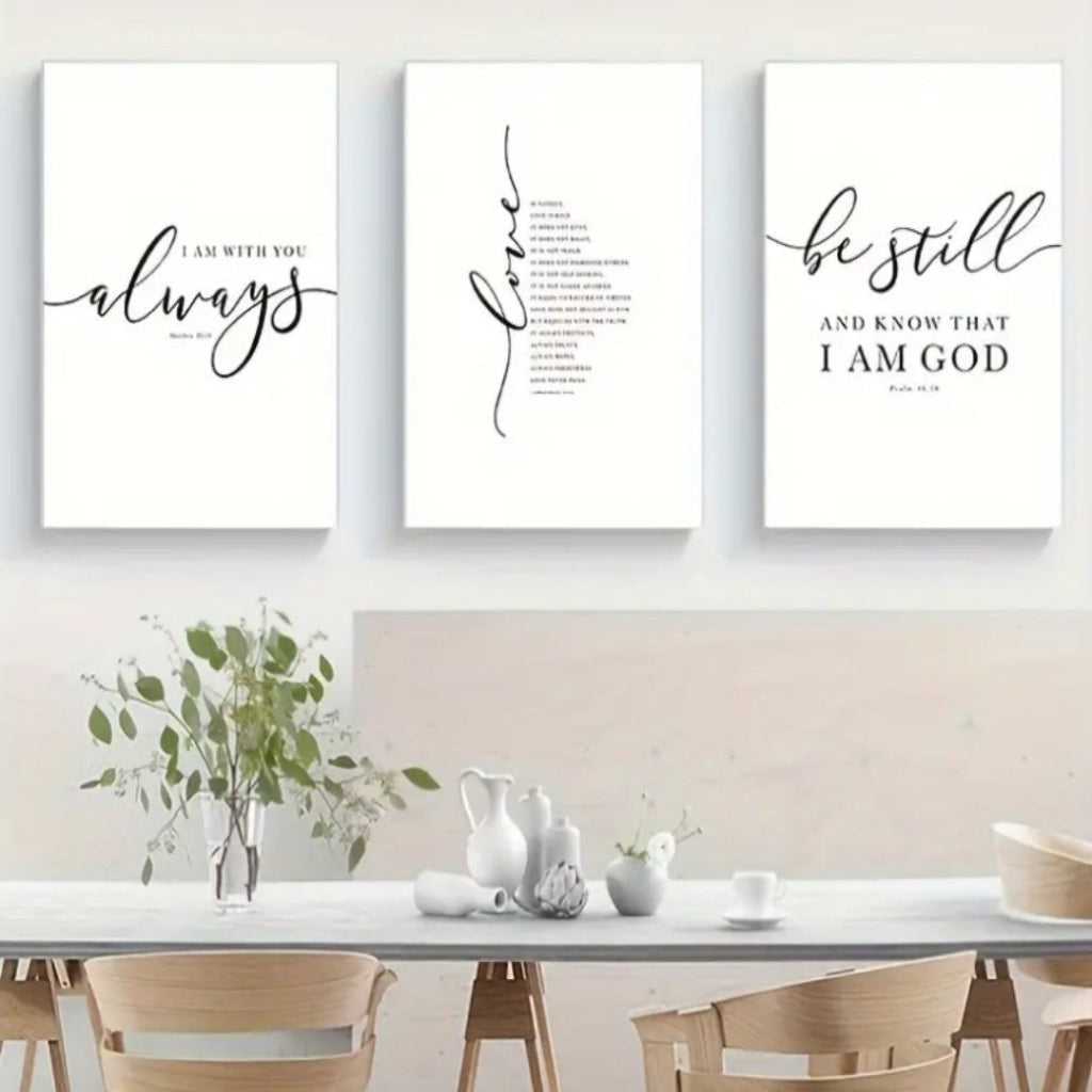 Christian Scripture Wall Art Canvas Home Decor, Frameless - 3 Piece Set