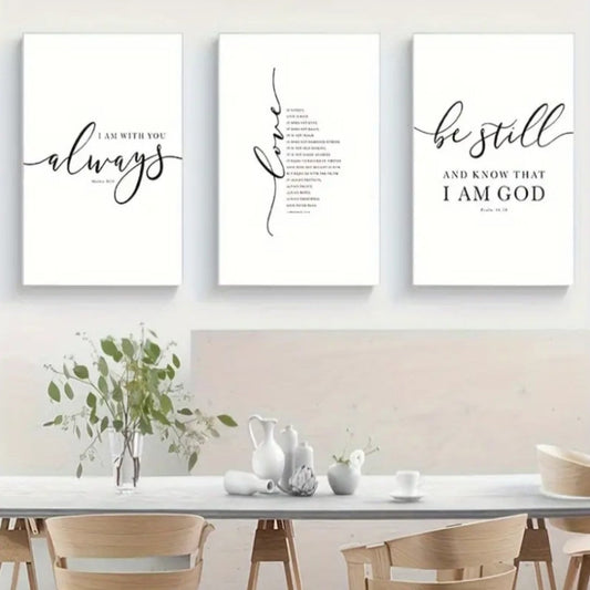 Christian Scripture Wall Art Canvas Home Decor, Frameless - 3 Piece Set